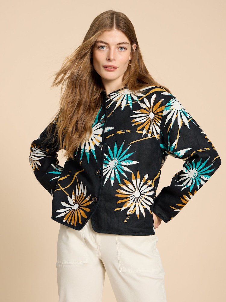 White Stuff Black Reversible Adele 100% Linen Jacket - Image 1 of 7 White Stuff Black Reversible Adele 100% Linen Jacket - Image 1 of 7