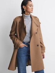 Reiss Camel Amie Wool Blend Double Breasted Coat - Image 3 of 8