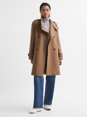 Reiss Camel Amie Wool Blend Double Breasted Coat - Image 4 of 8