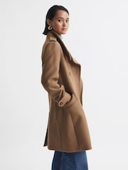 Reiss Camel Amie Wool Blend Double Breasted Coat - Image 6 of 8