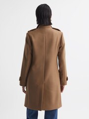 Reiss Camel Amie Wool Blend Double Breasted Coat - Image 7 of 8