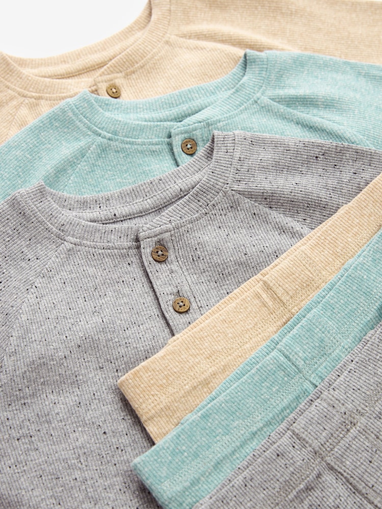 Neutral/Blue/Grey 3 Pack Relaxed Fit Pyjamas (9mths-8yrs) - Image 10 of 11