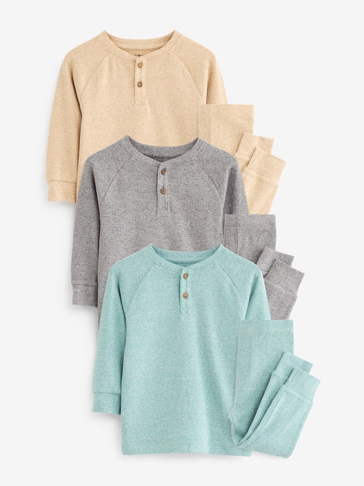 Neutral/Blue/Grey 3 Pack Relaxed Fit Pyjamas (9mths-8yrs) - Image 6 of 11