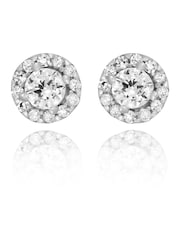 Beaverbrooks 9ct White Gold Cubic Zirconia Halo Stud Earrings - Image 1 of 3