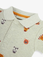 JoJo Maman Bébé Natural Safari Animals Embroidered Polo Shirt Body - Image 2 of 2