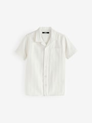 White Short Sleeves Textured Stripe Shirt (3-16yrs) - Image 1 of 4