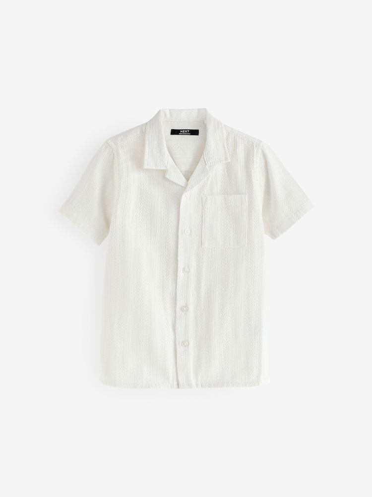 White Short Sleeves Textured Stripe Shirt (3-16yrs) - Image 1 of 4