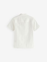 White Short Sleeves Textured Stripe Shirt (3-16yrs) - Image 2 of 4
