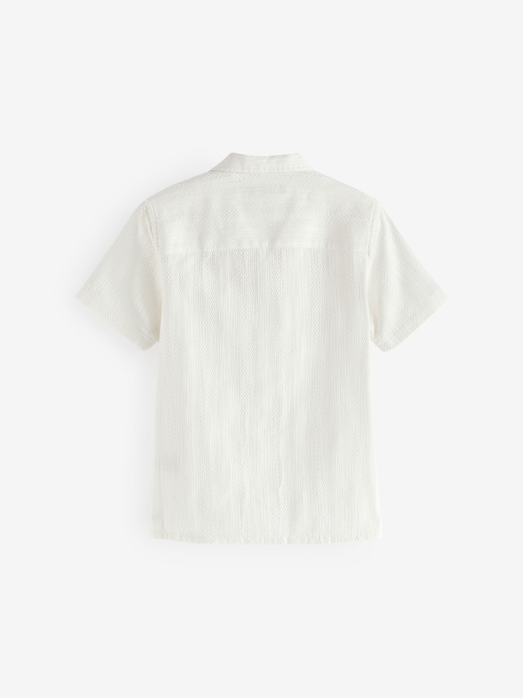 White Short Sleeves Textured Stripe Shirt (3-16yrs) - Image 2 of 4