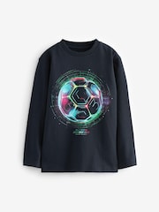 Navy Blue Football Long Sleeve Graphic T-Shirt (3-16yrs) - Image 1 of 3