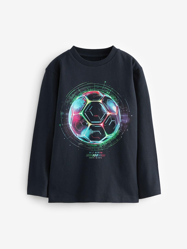 Navy Blue Football Long Sleeve Graphic T-Shirt (3-16yrs) - Image 1 of 3