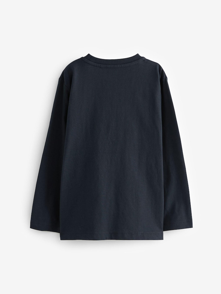 Navy Blue Football Long Sleeve Graphic T-Shirt (3-16yrs) - Image 2 of 3