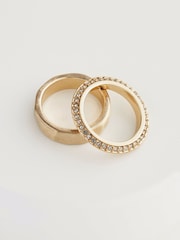 Gold Tone 2 Pack Hammered and Sparkle Rings - Image 3 of 3
