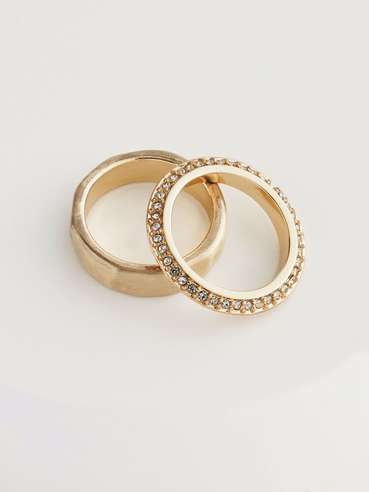 Gold Tone 2 Pack Hammered and Sparkle Rings - Image 3 of 3