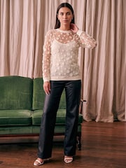 Roman White Mesh Applique Top - Image 2 of 4