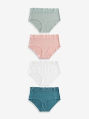 White/Pink/Green Midi Lace Knickers 4 Pack - Image 1 of 8