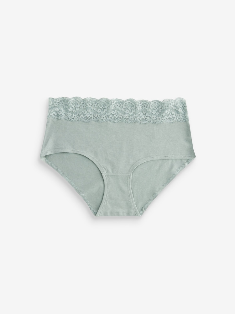 White/Pink/Green Midi Lace Knickers 4 Pack - Image 5 of 8
