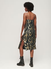 Superdry Green Metallic Midi Slip Dress - Image 2 of 5