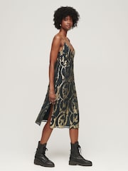 Superdry Green Metallic Midi Slip Dress - Image 3 of 5