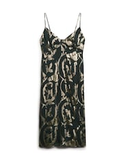 Superdry Green Metallic Midi Slip Dress - Image 4 of 5