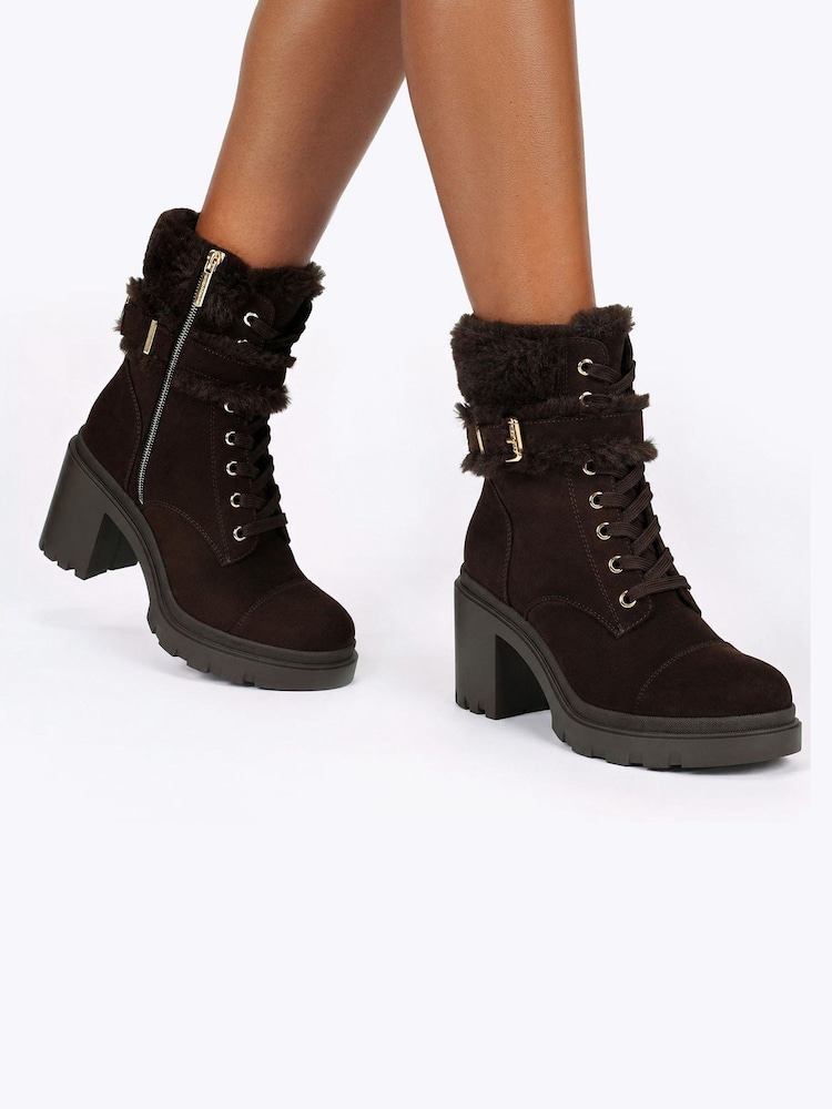 Carvela Boulder Fur Snörning Buckled Ankle Stövlar - Bild 2 av 5