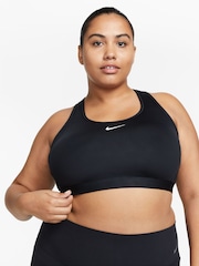 Nike Black Curve Swoosh Medium Support Sports Bra - Image 2 of 7