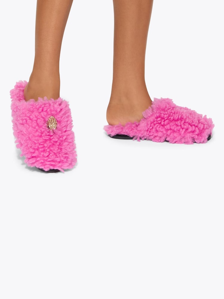 Kurt Geiger London Pink Kensington Fluffy Slippers - Image 2 of 5