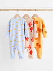 Green/Yellow/Lilac Baby 100% Cotton Sleepsuits 3 Pack (0mths-3yrs) - Image 2 of 10