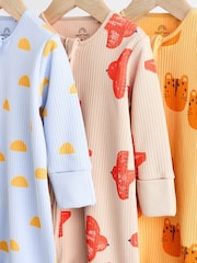 Green/Yellow/Lilac Baby 100% Cotton Sleepsuits 3 Pack (0mths-3yrs) - Image 8 of 10