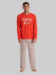 Loungeable Red Mens Christmas Papa Elf Long Sleeve and Long Joggers Pyjamas Set - Image 2 of 5