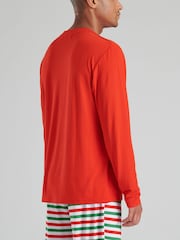 Loungeable Red Mens Christmas Papa Elf Long Sleeve and Long Joggers Pyjamas Set - Image 4 of 5