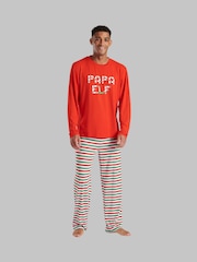 Loungeable Red Mens Christmas Papa Elf Long Sleeve and Long Joggers Pyjamas Set - Image 5 of 5