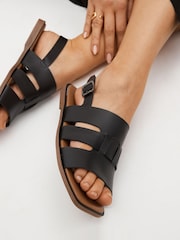Black Standard/Wide Fit Forever Comfort® Leather Slingback Sandals - Image 2 of 7