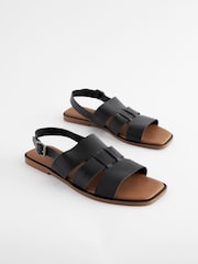 Black Standard/Wide Fit Forever Comfort® Leather Slingback Sandals - Image 3 of 7