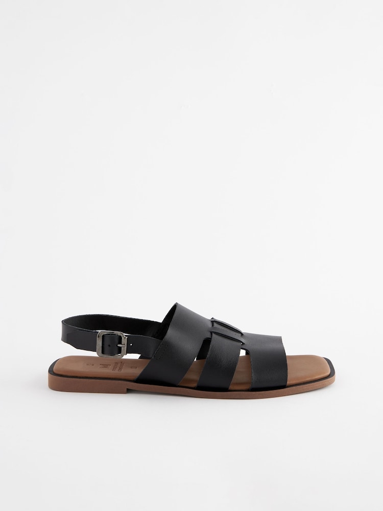Black Standard/Wide Fit Forever Comfort® Leather Slingback Sandals - Image 4 of 7
