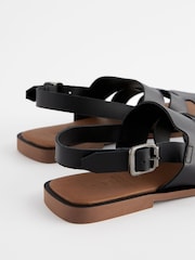 Black Standard/Wide Fit Forever Comfort® Leather Slingback Sandals - Image 5 of 7