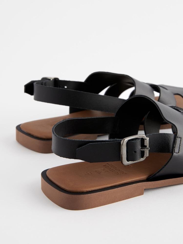 Black Standard/Wide Fit Forever Comfort® Leather Slingback Sandals - Image 5 of 7