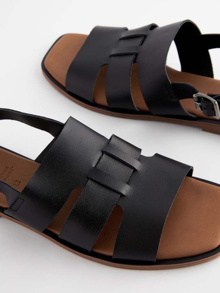 Black Standard/Wide Fit Forever Comfort® Leather Slingback Sandals - Image 7 of 7