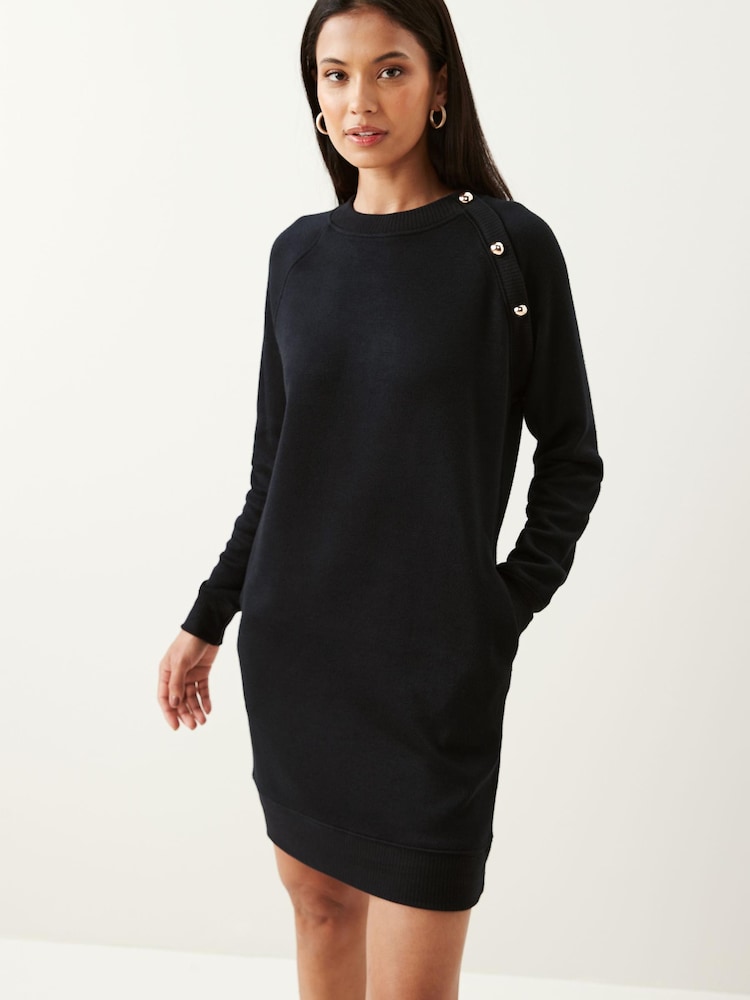Black Soft Touch Cosy Zip Detail Jumper Dress - Image 1 of 6