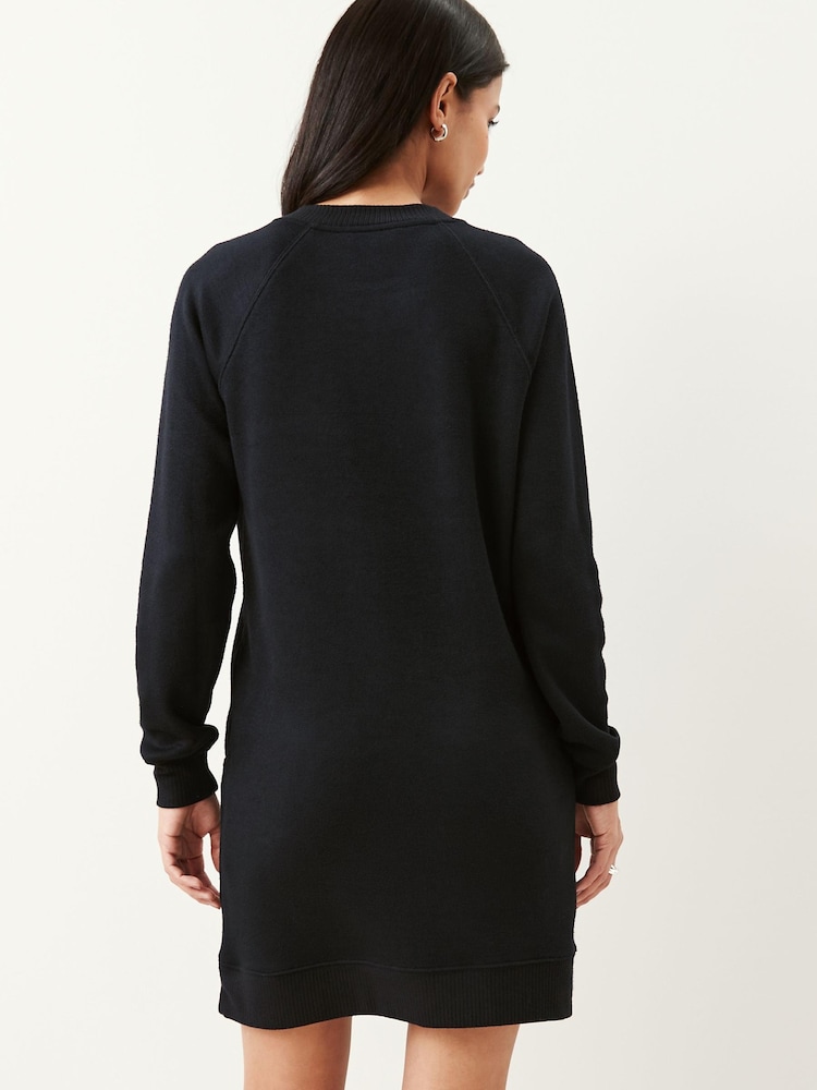 Black Soft Touch Cosy Zip Detail Jumper Dress - Image 2 of 6