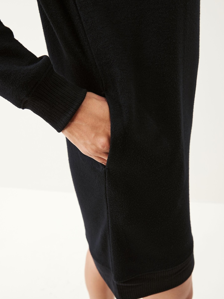 Black Soft Touch Cosy Zip Detail Jumper Dress - Image 4 of 6