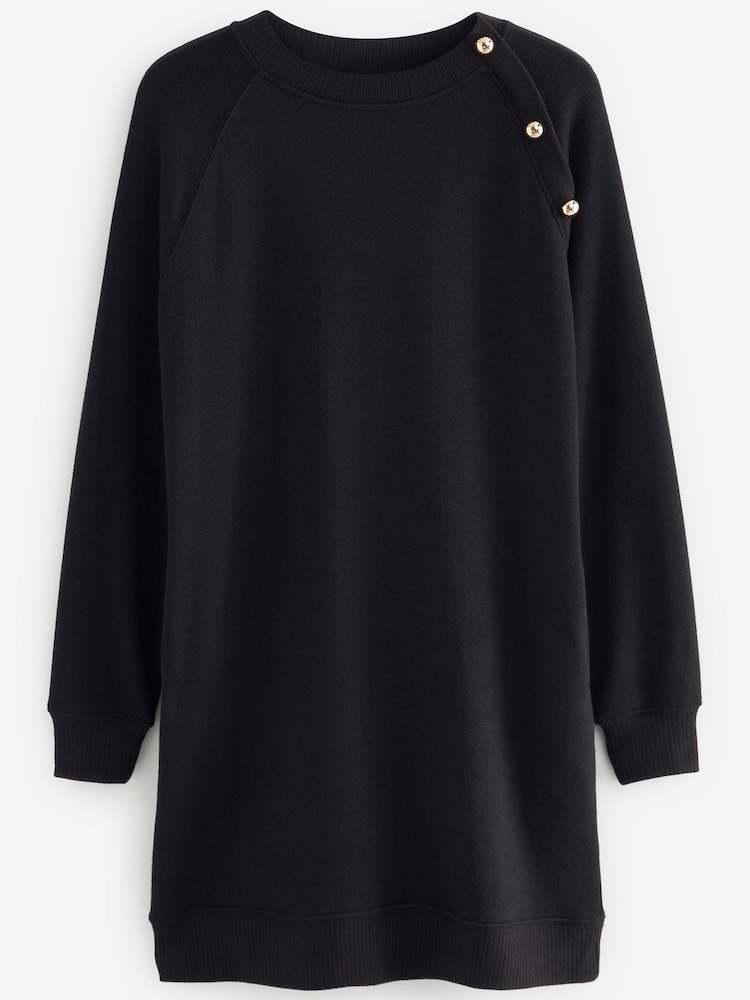 Black Soft Touch Cosy Zip Detail Jumper Dress - Image 5 of 6