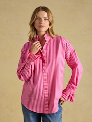Joules Mae Pink Stripe Relaxed Fit Shirt - Image 1 of 7