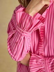 Joules Mae Pink Stripe Relaxed Fit Shirt - Image 3 of 7