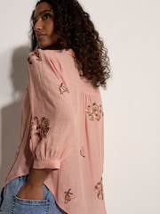 Apricot Pink Floral Paisley Embroidered Blouse - Image 2 of 4