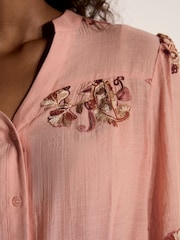 Apricot Pink Floral Paisley Embroidered Blouse - Image 4 of 4