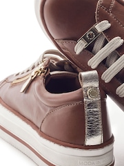 Moda in Pelle Brown Flissie Leather Zip And Lace Slab Sole Trainers - Image 3 of 4