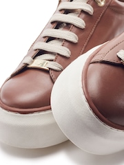 Moda in Pelle Brown Flissie Leather Zip And Lace Slab Sole Trainers - Image 4 of 4