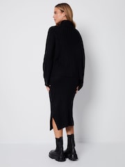 Threadbare Black 2 Piece Roll Neck Jumper and Midi Skirt Set - Image 2 of 5