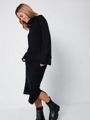 Threadbare Black 2 Piece Roll Neck Jumper and Midi Skirt Set - Image 3 of 5